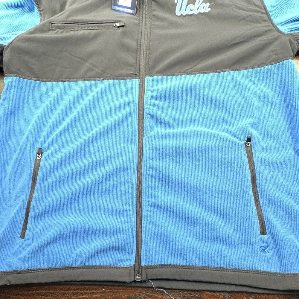 Men's Colosseum UCLA‎ Bruins Blue & Gray Mesa Corded Polar Full Zip Fleece Large